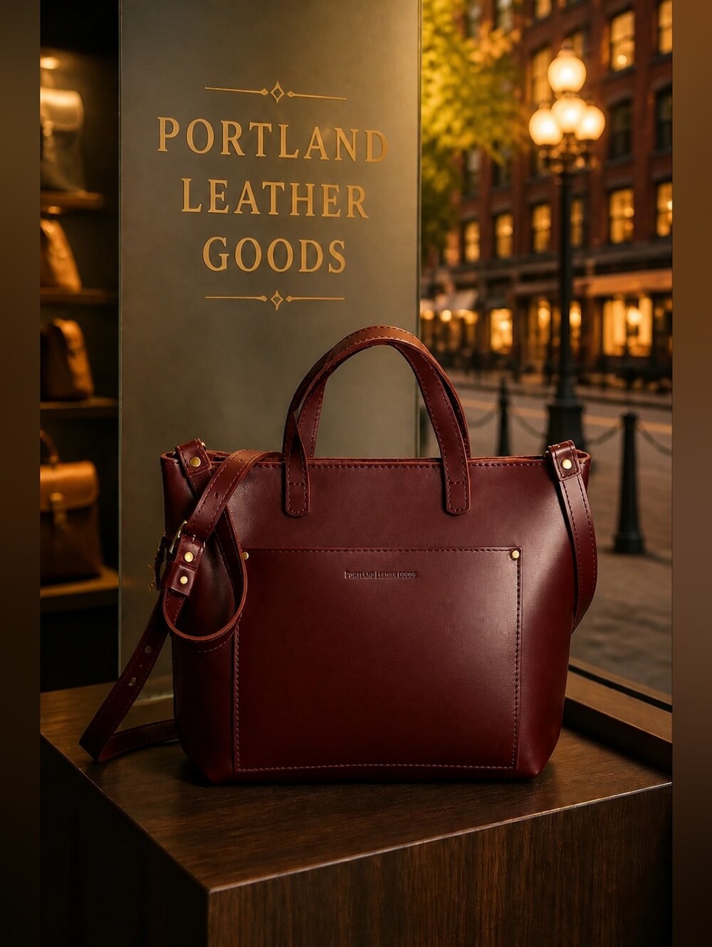 Portland Leather Goods Medium Crossbody Tote EUC